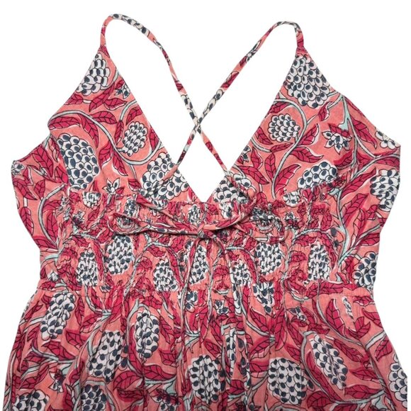 PERRY WALKER COLLECTIVE Annie Block Print Botanical Palm Beach Maxi Sundress - Picture 7 of 10